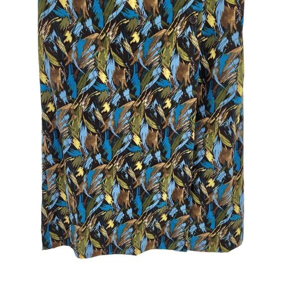 Christopher & Banks Skirt Wrap Retro 70's Abstract Mod Button Midi Blue 8 - Picture 9 of 14